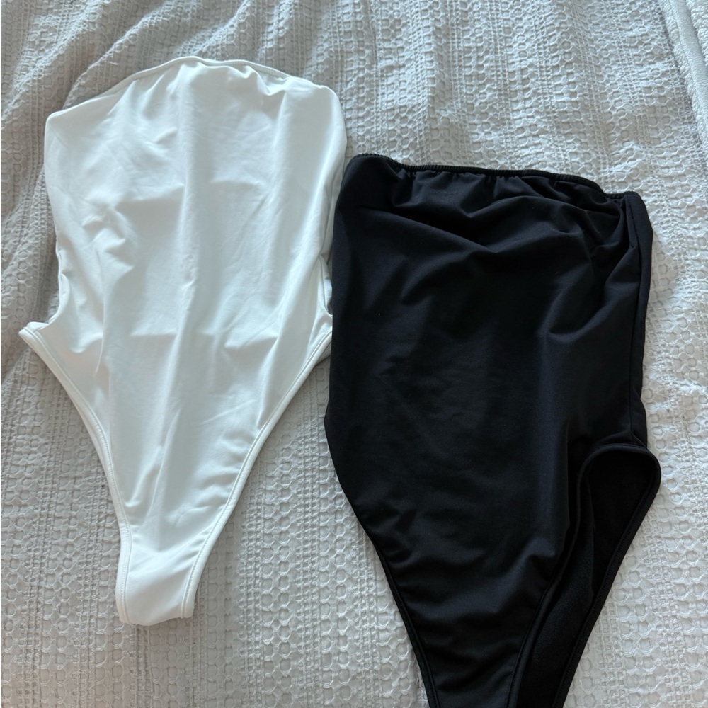 Elegant Black and White Bodysuit Set